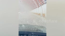 Grassland covered with hail in unseasonal storm in China