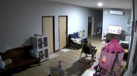 Shocking moment ceiling collapses inches away from father
