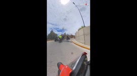 Rider's wrong approach to taking a right turn results in hilarious tumble