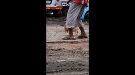 Angry geese attack girl in Cambodia
