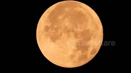 Supermoon, Blue Moon, full Moon. (Paris suburb, plain of Versailles, Saint-Nom-la-Bretèche, France 20 august 2024, 05h45 am.