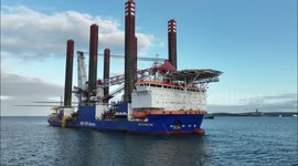 MPI Adventure - Famous Off Shore Supply Vessel & Turbine Installation Ship At Sea - Drone View