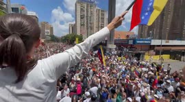 Venezuela: Venezuelan opposition leader Corina Machado during the ‘great global protest’