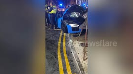Audi do that? Supercar smashes into lamp post