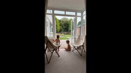 Children scared by lightning and thunderstorm in Birmingham, UK