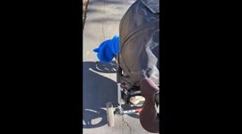 Stroller incident in California: baby stuck upside down