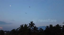 Mount Marapi Erupt during full moon in Tanah Datar, West Sumatra, Indonesia, on Augustus 22, 2024