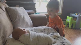 A heartwarming moment as a 2.5-year-old meets his baby brother for the first time after 64 days in the NICU. Expecting a