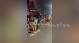 Thai ladyboys hit Arab tourists with their shoes in comical scenes