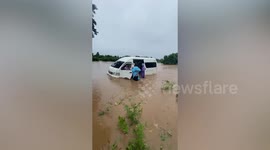 Dozens of pupils stranded in school amid heavy floods in northern Thailand