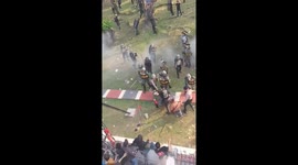 Protesters chuck missiles at police during rally outside Indonesian parliament against election law changes