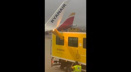 Vehicle Gets Caught on the Wing of Ryanair Plane