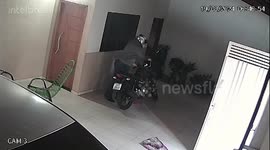 Chair Gets Caught on Motorcycle