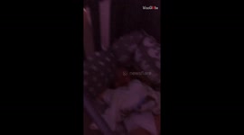 Mom blows the air horn and causes the little boy to burst into joyful giggles