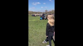Enthusiastic girl's INSANE tumble fumble on wet grass will make you go 'YIKES!'