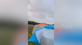 Festival tents and portaloos blown over as Storm Lilian batters Britain