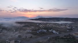 Clouds in the mountains of Saudi Arabia at sunset