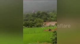 India: A private company's helicopter crashed Paud area in Pune for occurred due to bad weather,only two injured