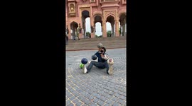 A Man rolling 7 footballs on his body at a time getting viral on Instagram at Patrika gate Jaipur