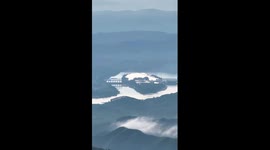 Foggy scene resembles splashed ink landscape painting