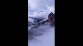 Sea of clouds over Jiuhua Mountain