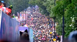 Crowds stream down Ladbroke Grove as Day 1 of Notting Hill Carnival gets underway