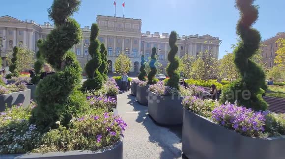 Designed garden set at Isaakiy Square in St Petersburg,  Russia