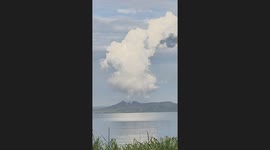 Taal volcano emits giant plume as it remains at alert level in the Philippines