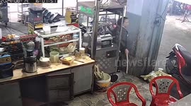 Worker spun upside down when arm gets caught on juice extractor