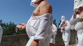 Every seven years in the town of Guardia Sanframondi in the province of Benevento, the seven-year penitential rites are held in honor of the Madonna dell'Assunta, in which hooded men dressed in white divided into