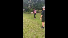Woman learns that nailing an overhead kick is no easy feat