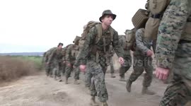 USA: B-Roll: Marines with 1st MARDIV participate in hike