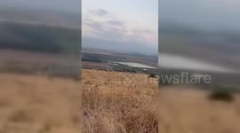 Israel: Hezbollah Drone impacting a Highway in Northern Israel After a Large Drones Attack