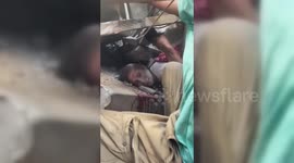 Palestine: A Woman Rescued After Beign Trapped Under Rubble After Israeli Bombardment in Gaza