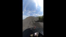 Dirt Biker Runs Out of Hill