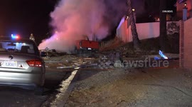 USA: Moreno Valley Vehicle Crashes Into Electrical Pole And Catches Fire