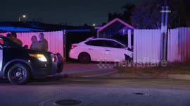 USA: La Puente Car Crashes Into Fence With Kids Inside