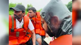 Indian rescue team saves pregnant woman trapped by floodwaters in western India
