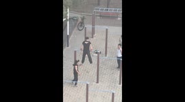 Students enjoy duo acrobatic swings on horizontal bar