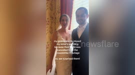 Touching moment newlyweds surprise grandparents who couldn't attend wedding