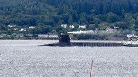 UK submarine doing a cold move on Loch Long in Argyll Scotland this afternoon