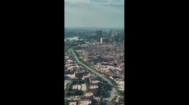 Flying above ancient city of Kashgar in China's Xinjiang