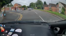 Child cyclist risks his life by not looking