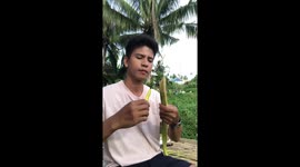 Artist weaves coconut leaves into beautiful green rose