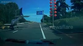 Light aircraft makes crash landing on road in China
