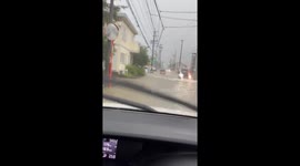 Flooding begins in Fujieda, Japan as typhoon Shanshan approaches