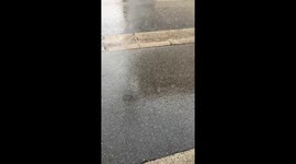 Heavy rainfall in Sakyo Ward, Kyoto, Japan as typhoon Shanshan approaches