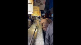 Huge queues for giant grilled mushrooms at street food market in Taiwan