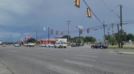 Storm Winds Swaying Traffic Lights