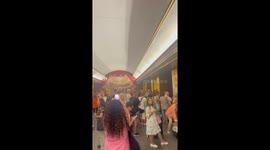 Kyiv students rehearse in subway after university hit by Russian rockets